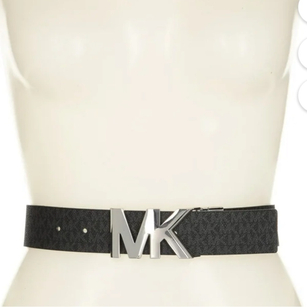 Michael Kors Logo and Leather Waist Belt (Brown / Chocolate) Large